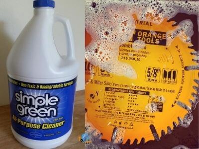 Simple green degreaser for cleaning saw blades