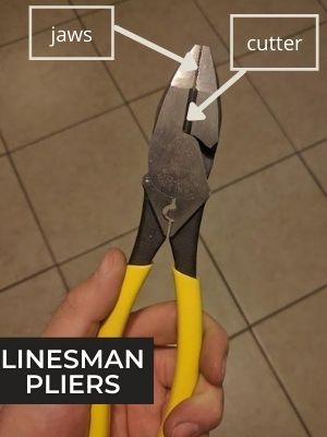 a pair of linesman pliers and its parts